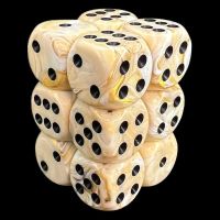 Chessex Marble Ivory & Black 12 x D6 Dice Set