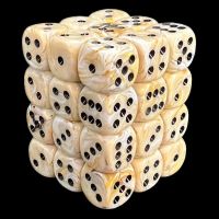 Chessex Marble Ivory & Black 36 x D6 Dice Set