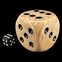 Chessex Marble Ivory with Black MASSIVE 50mm D6 Spot Dice
