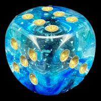 Chessex Nebula Oceanic & Gold Luminary Glow In Dark 16mm D6 Spot Dice