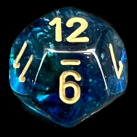 Chessex Nebula Oceanic & Gold Luminary Glow In Dark D12 Dice