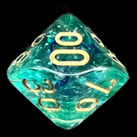 Chessex Nebula Oceanic & Gold Luminary Glow In Dark Percentile Dice