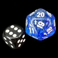 Chessex Nebula Oceanic & White Luminary Glow In Dark Count Up & Down LARGE 26mm D20 Dice