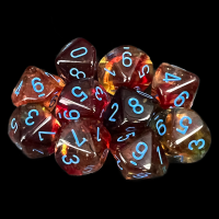 Chessex Nebula Primary & Blue Luminary Glow In Dark 10 x D10 Dice Set