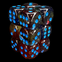 Chessex Nebula Primary & Blue Luminary Glow In Dark 12 x D6 Dice Set