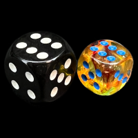 Chessex Nebula Primary & Blue Luminary Glow In Dark 12mm D6 Spot Dice