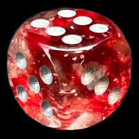 Chessex Nebula Red & Silver Luminary Glow In Dark 16mm D6 Spot Dice