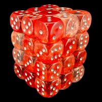 Chessex Nebula Red & Silver Luminary Glow In Dark 36 x D6 Dice Set
