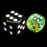 Chessex Nebula Spring & White Luminary Glow In Dark 12mm D6 Spot Dice