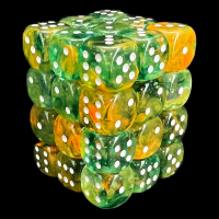 Chessex Nebula Spring & White Luminary Glow In Dark 36 x D6 Dice Set
