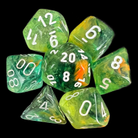 Chessex Nebula Spring & Luminary Glow In Dark 7 Dice Polyset