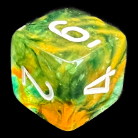 Chessex Nebula Spring & White Luminary Glow In Dark D6 Dice