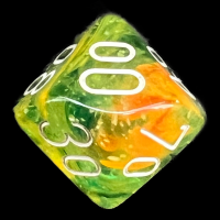 Chessex Nebula Spring & White Luminary Glow In Dark Percentile Dice