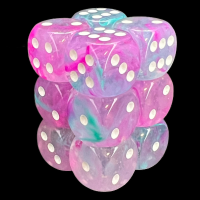 Chessex Nebula Wisteria & White Luminary Glow In Dark 12 x D6 Dice Set