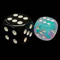 Chessex Nebula Wisteria & White Luminary Glow In Dark 12mm D6 Spot Dice