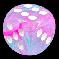 Chessex Nebula Wisteria & White Luminary Glow In Dark 16mm D6 Spot Dice