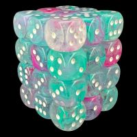 Chessex Nebula Wisteria & White Luminary Glow In Dark 36 x D6 Dice Set
