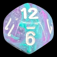 Chessex Nebula Wisteria & White Luminary Glow In Dark D12 Dice