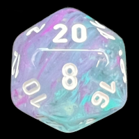 Chessex Nebula Wisteria & White Luminary Glow In Dark D20 Dice
