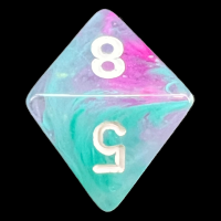 Chessex Nebula Wisteria & White Luminary Glow In Dark D8 Dice