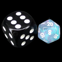 Chessex Nebula Wisteria & White Luminary Glow In Dark MINI D20 Dice