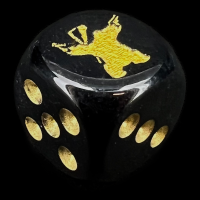Chessex Opaque Black & Gold Badger with Guns Logo D6 Spot