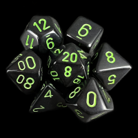 Chessex Opaque Black & Green 7 Dice Polyset
