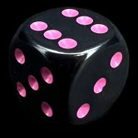 Chessex Opaque Black & Pink 16mm D6 Spot Dice