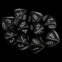 Chessex Opaque Black & White 10 x D10 Dice Set