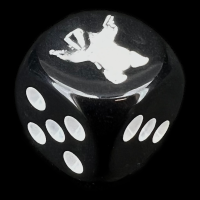 Chessex Opaque Black & White Badger with Guns Logo D6 Spot Dice