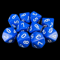 Chessex Opaque Blue & White 10 x D10 Dice Set