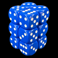 Chessex Opaque Blue & White 12 x D6 Dice Set