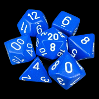 Chessex Opaque Blue & White 7 Dice Polyset