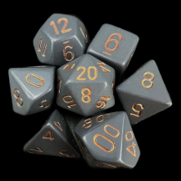 Chessex Opaque Dark Grey & Copper 7 Dice Polyset