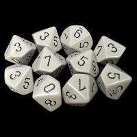 Chessex Opaque Grey & Black 10 x D10 Dice Set
