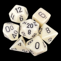 Chessex Opaque Ivory & Black 7 Dice Polyset