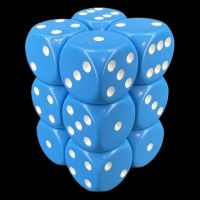 Chessex Opaque Light Blue & White 12 x D6 Dice Set