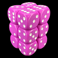 Chessex Opaque Light Purple & White 12 x D6 Dice Set