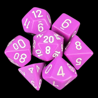 Chessex Opaque Light Purple & White 7 Dice Polyset