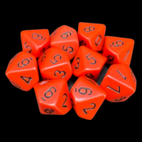 Chessex Opaque Orange & Black 10 x D10 Dice Set