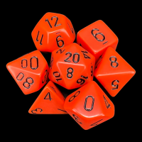 Chessex Opaque Orange & Black 7 Dice Polyset