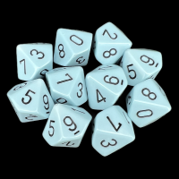 Chessex Opaque Pastel Blue &amp; Black 10 x D10 Dice Set