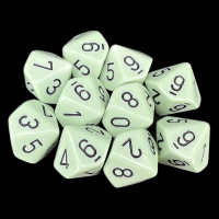 Chessex Opaque Pastel Green &amp; Black 10 x D10 Dice Set