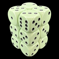 Chessex Opaque Pastel Green &amp; Black 12 x D6 Dice Set