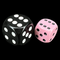 Chessex Opaque Pastel Pink &amp; Black 12mm D6 Spot Dice