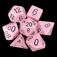 Chessex Opaque Pastel Pink &amp; Black 7 Dice Polyset