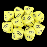 Chessex Opaque Pastel Yellow &amp; Black 10 x D10 Dice Set
