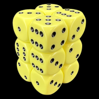 Chessex Opaque Pastel Yellow &amp; Black 12 x D6 Dice Set
