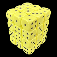 Chessex Opaque Pastel Yellow &amp; Black 36 x D6 Dice Set