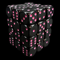 Chessex Opaque Black & Pink 36 x D6 Dice Set